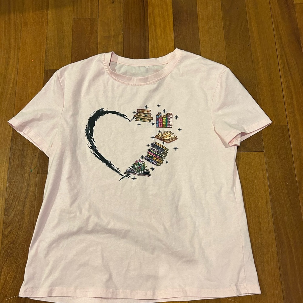 Pink Women’s Book Heart Graphic T-Shirt